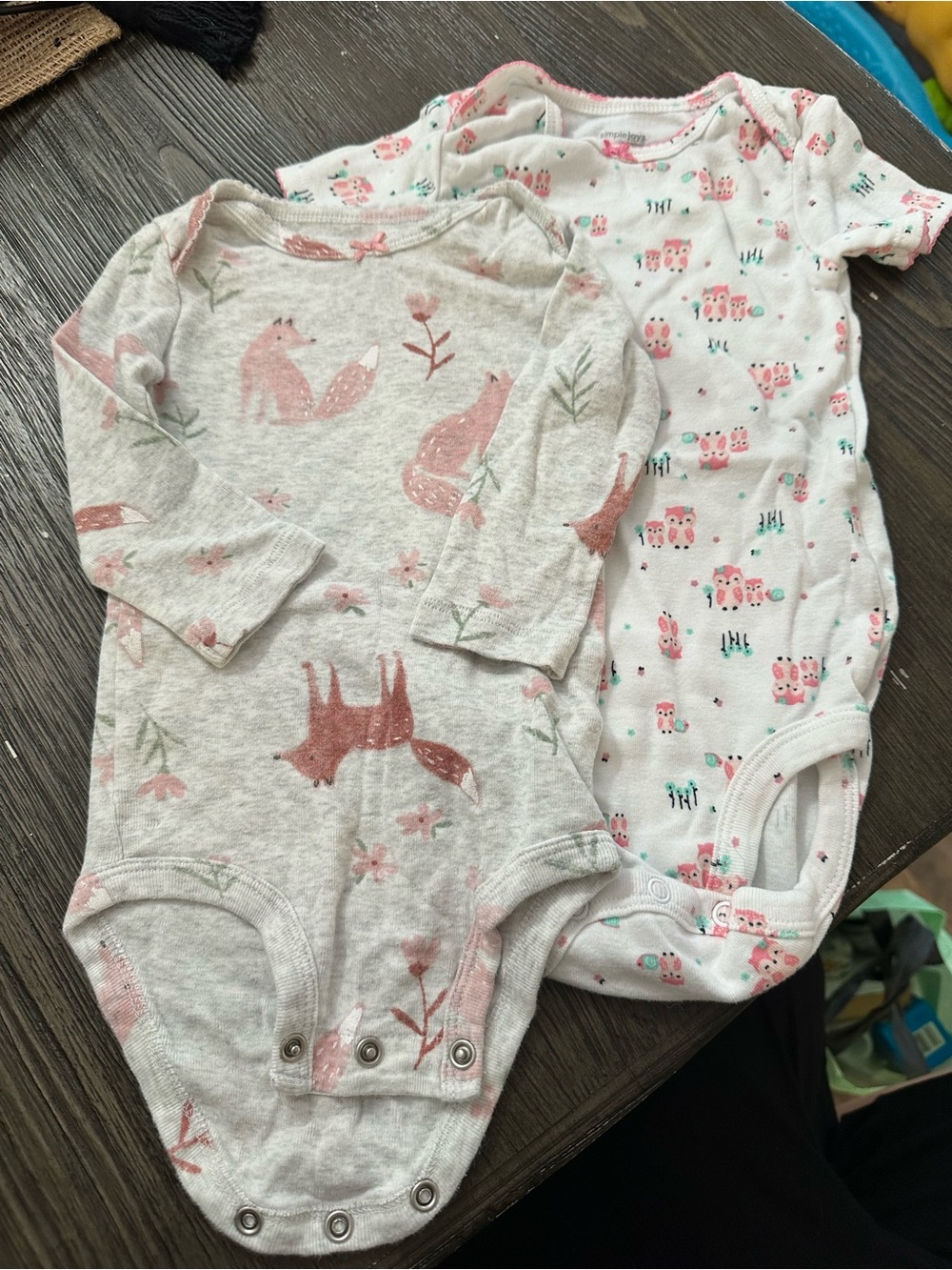 Carter's Pink Fox & Owl One-Piece Bodysuit Set